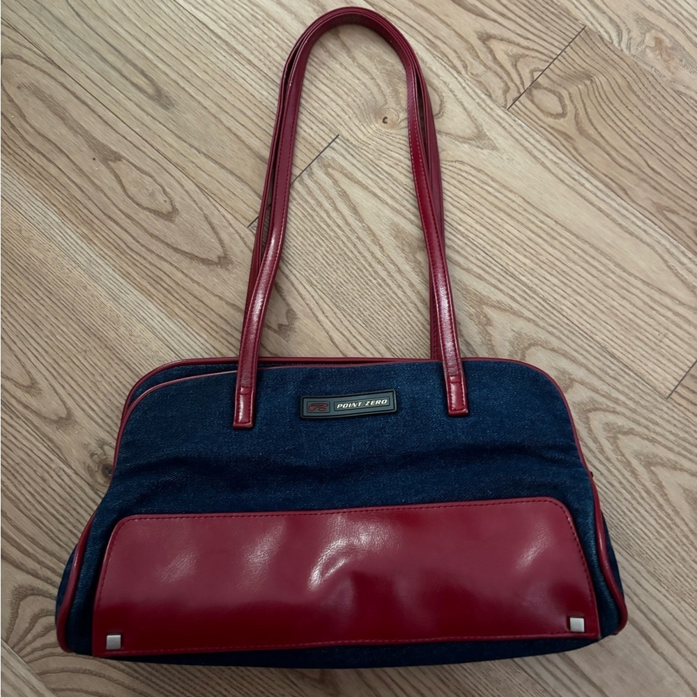 Y2k Point Zero Denim And Red Leather Shoulder bag